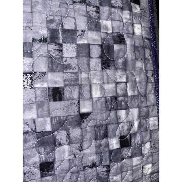 Handmade Modern 52x60 Quilt With Blue, Green And Gray Design. - Picture 5 of 11